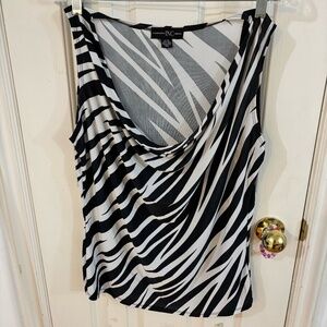 y2k 90s cowl zebra print shirt